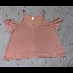 Blush pink open shoulder top